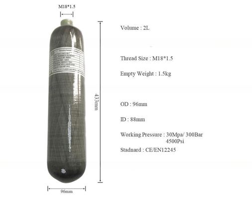 6.8L 300bar Composite Air Cylinder Filled by Compressor for Carbon Dioxide Gas Storage