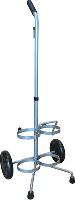 Dual D / E Oxygen Cylinder Cart W / Adjustable Handle &amp;amp; Durable Powder - Coated Finish