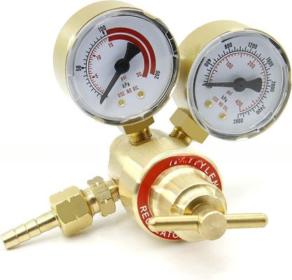 Weld Acetylene Regulator Welding Gas Gauges Cga-200 Rear Inlet with 9/16&amp;quot;-18 Outlet and Hose Connector