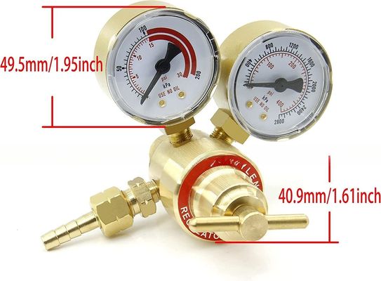 Weld Acetylene Regulator Welding Gas Gauges Cga-200 Rear Inlet with 9/16&amp;quot;-18 Outlet and Hose Connector