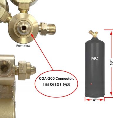 Weld Acetylene Regulator Welding Gas Gauges Cga-200 Rear Inlet with 9/16&amp;quot;-18 Outlet and Hose Connector